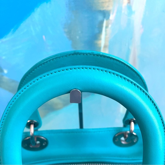 RARE Turquoise Medium Lady Dior in Vintage Style Christian Dior Lambskin - Picture 11 of 16